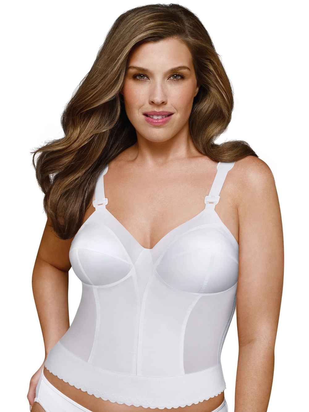 Exquisite Form Longline Bra 36B White Front Hook Vintage Style